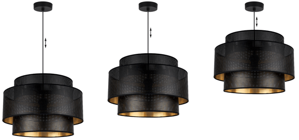 ASTI TRIO HÆNGELAMPE SORT OG GULD 45CM MESH