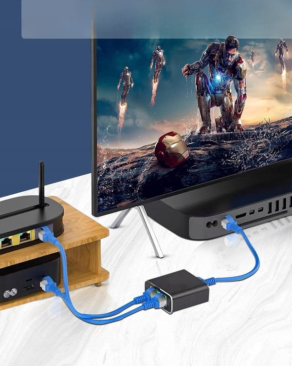 SPLITTER LAN 1x2 ADAPTER SWITCH SPLITTER 2xRJ45 ETHERNET 1000Mb GIGABIT