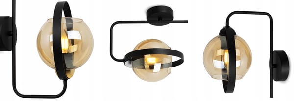 MODERNE VÆGLAMPE MED HONNINGRING I GLAS