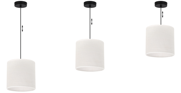 HÆNGELAMPE SORT JUTE 1 FLAD HVID LAMPESKÆRM 15CM E27
