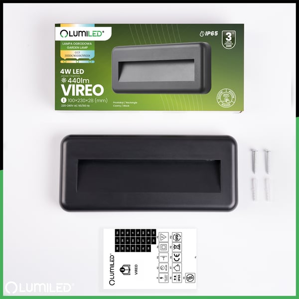 Puutarhan ulkoporrasvalaisin Julkisivuseinävalaisin CCT 3000-6500K LED 4W IP65 VIREO LUMILED