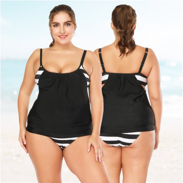 Tankini-dragt plus size badedragt XXL sorte behagelige graviditetstrusser Tankini-dragt plus size badedragt XL sorte behagelige graviditetstrusser