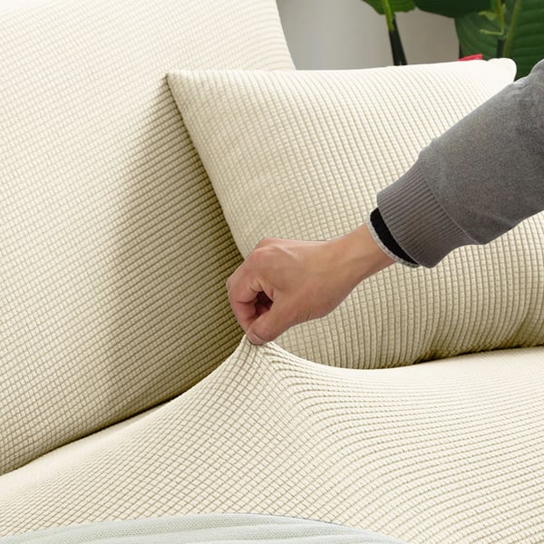Sofaovertræk til udbygninssofa, énsidet sofa, crème jacquard