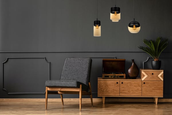 HÆNGENDE LOFTSLAMPE, GLASLAMPESKÆRM