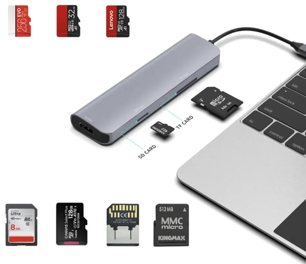 Adapteri hubi USB-C HDMI 4K LAN RJ45 Gigabit PD 100W USB 3.0