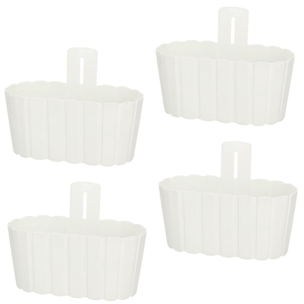 Väghängande blomkruka för terrassvägg rustik vit 28 cm 4 st