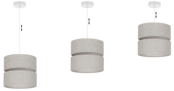DUO HÆNGELAMPE I HØR, HVID, 1 FLAD LAMPE, BEIGE, LAMPESKÆRM, L01, 20 CM