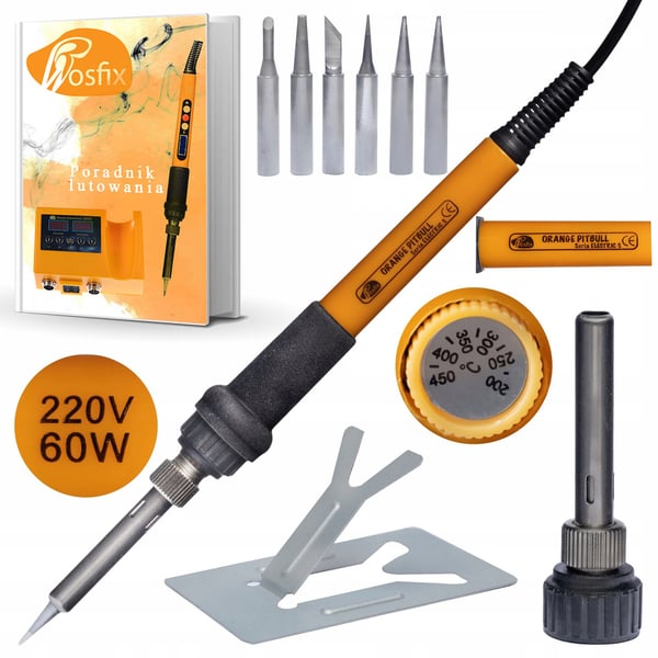 Rosfix Orange Pitbull OP60W 8-in-1 tarkkuusliitinkolvi potentiometrilla 60W sarja sisältää 6 kärkeä ja jalusta