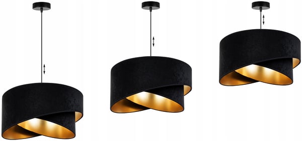 HÆNGENDE LAMPE LOFTSKRONE GYLDEN FLØJLSSKÆRM