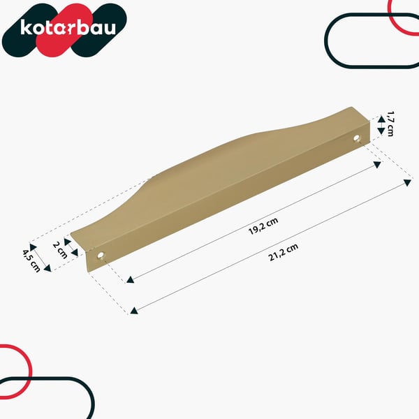 KOTARBAU Modern Edge møbelgreb aluminium mat guld 192/212 mm sæt à 2