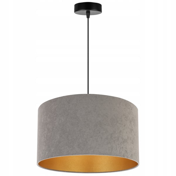 HÆNGENDE LAMPE LOFTSKRONE GYLDEN FLØJLSSKÆRM