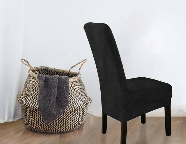 KLÄDSEL stol tjock sammet svart storlek L stor högt ryggstöd 70cm