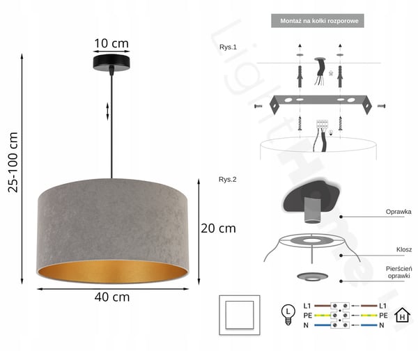 HÆNGENDE LAMPE LOFTSKRONE GYLDEN FLØJLSSKÆRM
