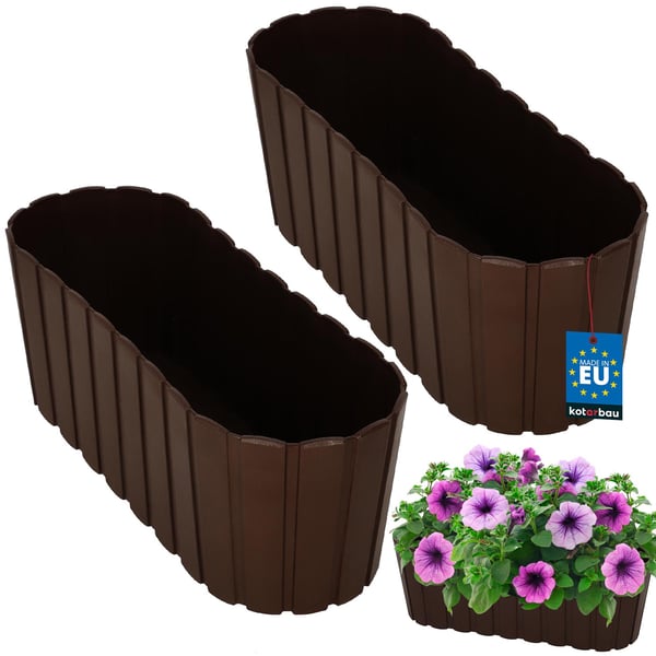 Avlång blomkruka för blommor och örter brun 40 cm 2 st