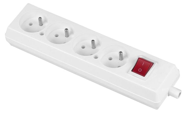 FIREDOBBELT STIKKONTAKT + AFBRYDNING 16A 250V AFTAGELIG MED/UDEN HVID - VT-302-0042