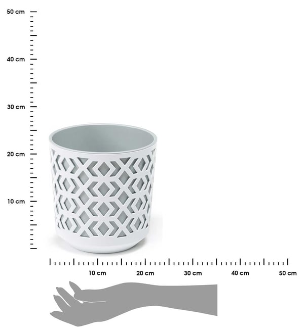 Etninen kukkaruukku valkoinen ja harmaa 19xk20 cm