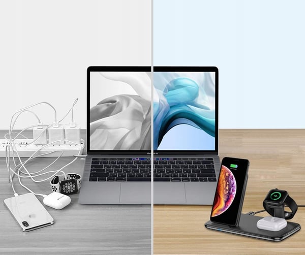 TRÅDLØS INDUKTIV DOCKINGSTATION 25W 3-i-1 iPhone Airpods
