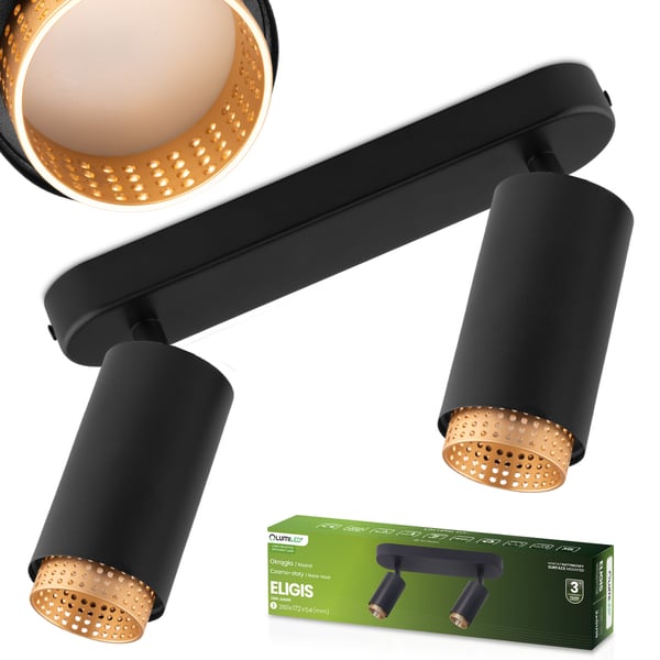 Loftlampe reflektor LED 2x GU10 tuba spot ELIGIS sort LUMILED