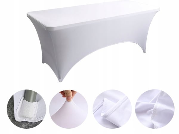 Elastinen pöytäliina tarjoilupöytään 240 cm valkoinen