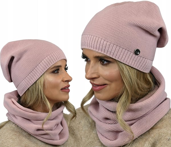 Elegant damesæthue med snood pink B1