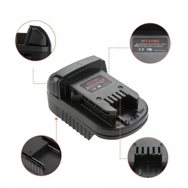 Makita 18V til Milwaukee 18V batteriadapter/konverter (MT20ML)