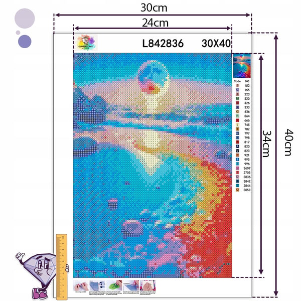 Ob_L_146 diamantmaleri 30x40 - natur, regnbue plaza