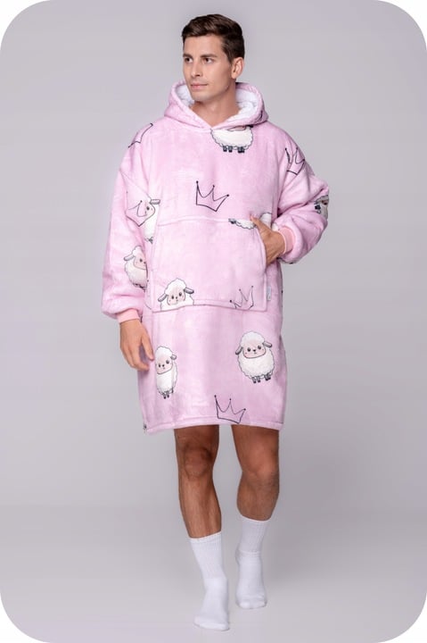 BLANKET collegepaita Ylisuuri lämmin Paksu peitto collegepaita 2in1 XXL lampaankuvioinen karvainen [KB-W15]