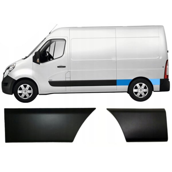 Renault Master III 2010- VERSION L2 sidolist FRAMFÖR bakhjulet UTAN HÅL vänster + sidolist BAKOM bakhjulet UTAN HÅL vänster 2 st. SET