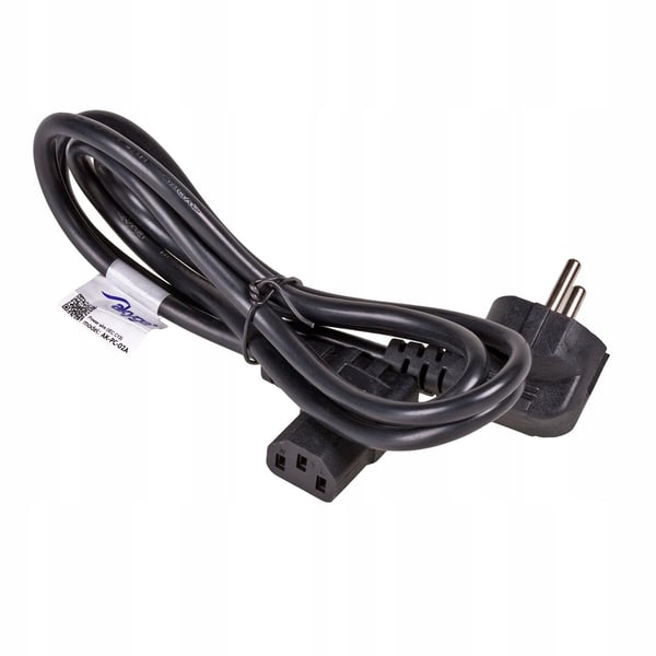 Akyga AK-PC-02A CEE 7/7 - IEC C13 strømkabel vinklet 250V/50Hz 10A 1,5m sort