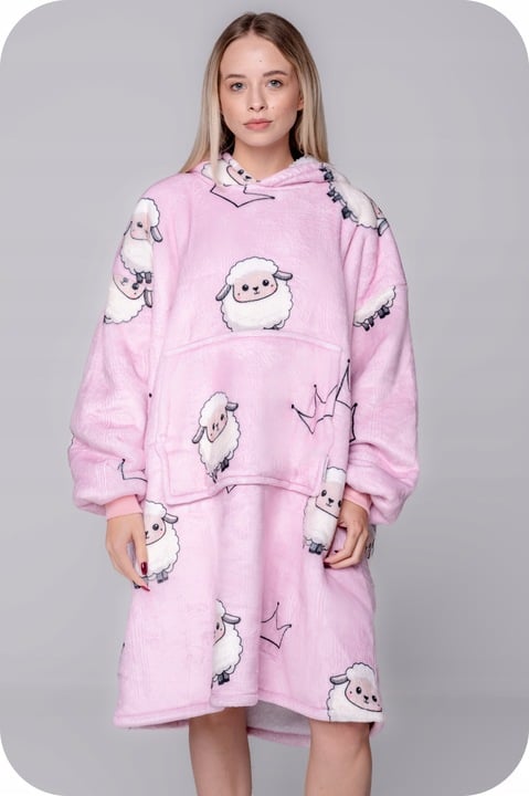 BLANKET collegepaita Ylisuuri lämmin Paksu peitto collegepaita 2in1 XXL lampaankuvioinen karvainen [KB-W15]