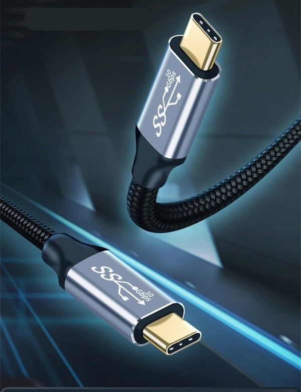 USB C 3.1 Thunderbolt 3 KABEL 100W 10 Gbps 4K 60Hz NYLONFLETKABEL 0,5M