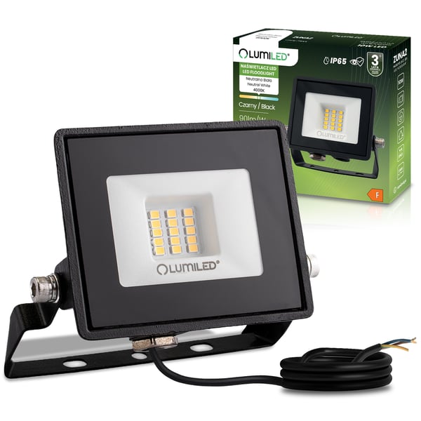 LED-valaisimet ZUNA2 10W 900lm 4000K IP65 musta LUMILED
