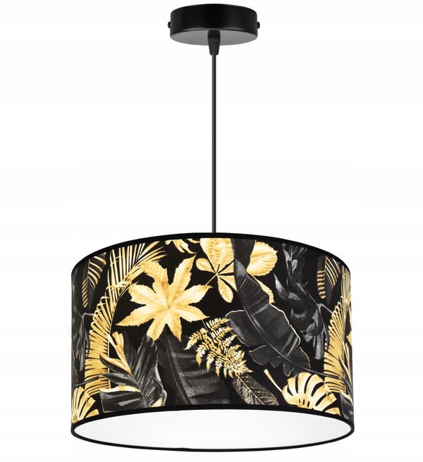 Lofthængende lampe, lampeskærm, gyldne blomster, LED