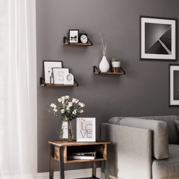 Set med 3 hängande vägghyllor, rustik loft, industriell stil
