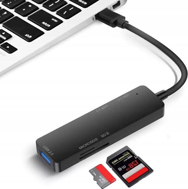 HUB-adapter 4-i-1 USB 3.0 till 5 Gbps MicroSD-adapter för Windows/Mac/Linux