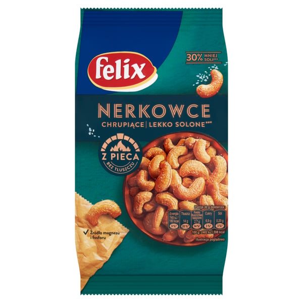 Felix Rapeaksi paistetut cashewpähkinät kevyesti suolattu 90 g Felix Rapeaksi paistetut cashewpähkinät kevyesti suolattu 90 g
