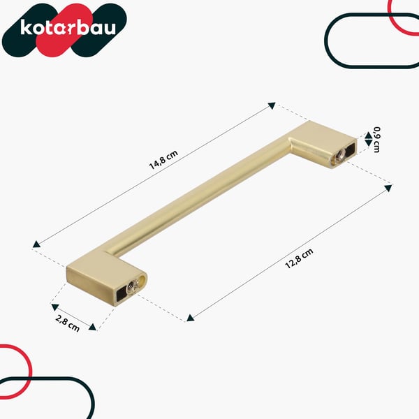 Kotarbau kökshandtag klassiskt modernt avlångt långt matt guld 148 mm avstånd 128 mm set om 2