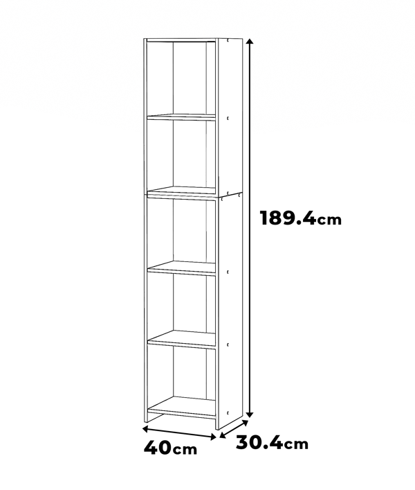 Office Kirjahylly Musta 40 CM 5 hyllyä Lelupylväs olohuoneeseen
