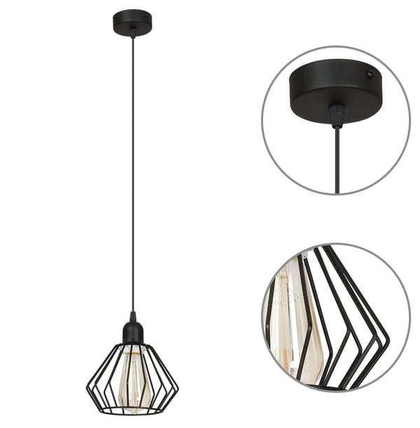 MUSTA LED-RETROLOHTOINEN EDISON-LANKARI-RIIPPUVALAISIN
