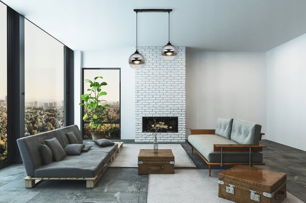 ELEGANT HÆNGELAMPE, GLASLAMPE, KROM LED