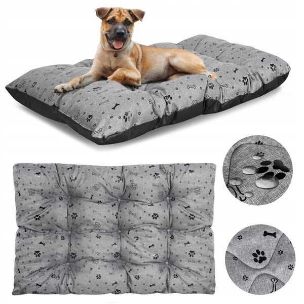 Hundeseng pude PRESTIGE 100x70 cm vandtæt sorte knogler