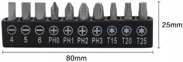 Vinkelskrewmejselindehaver til 1/4" bits og 10 bits
