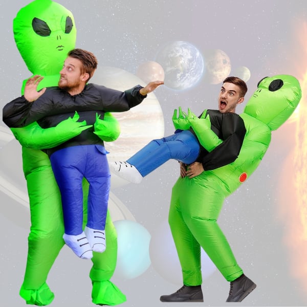 UFO-avaruusolennon asu, puhallettava, itsestään täyttyvä, halloween-asu