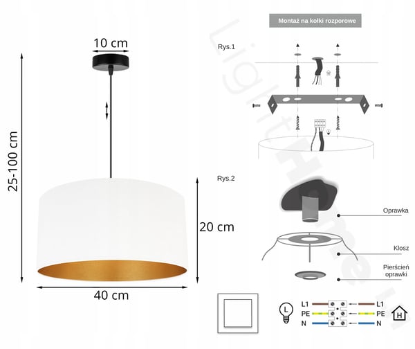 HÆNGENDE LAMPE LOFTSKRONE GYLDEN FLØJLSSKÆRM