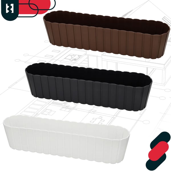 Blomkrukslåda oval balkong terrass rustik antracit 600 mm