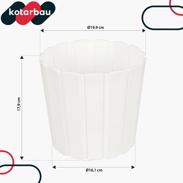 Plastkruka för blommor och örter på balkong eller terrass, vit, 20 cm, 2 st