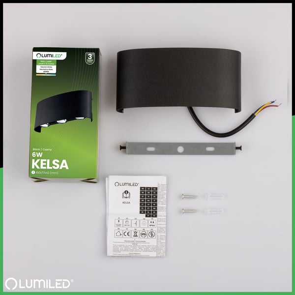 Trädgårdslampa utomhus väggarmatur fasadbelysning 6W LED IP54 upp och ned KELSA LUMILED