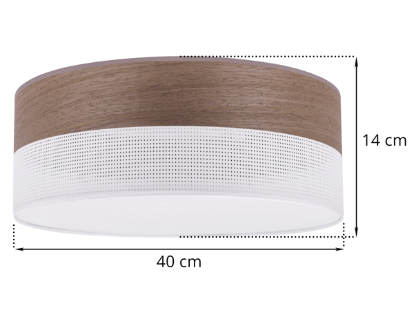 Loftlampe i træplexi, hvid, 40 cm, valnød