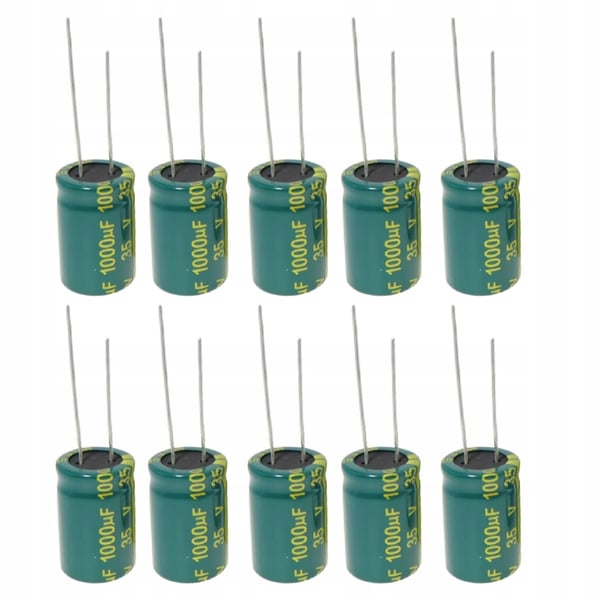 Elektrolyyttikondensaattori, matala ESR, 1000uF, 16V, 10x17mm, 5mm, 10 kpl.