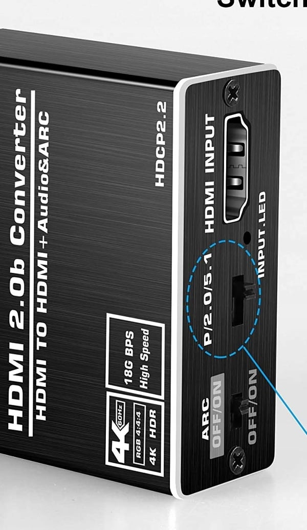 HDMI 2.0 TOSLINK -äänimuunnin 5.1 ARC TOSLINK SPDIF HDCP 4K60